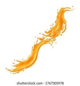 Orange juice splashes on a white background