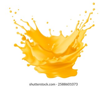 Orange juice splattering spot realistic vector illustration. Organic beverage. Healthy drink splash Fruit juice, orange juice .Realistic Mesh gradient is used