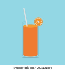 orange juice with orange and straw isolated vector