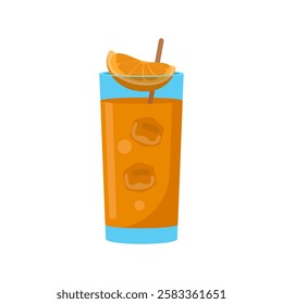 Orange Juice, Summer Flat Vector Illustration. Isolated