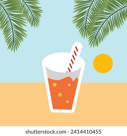 orange juice summer icon sticker