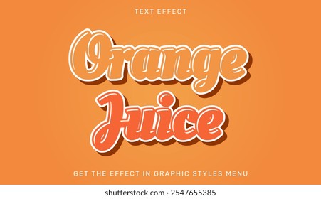 Orange juice text effect in 3d style