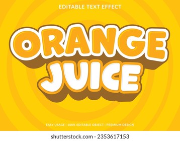 orange juice text effect template design with 3d style use for business brand and logo