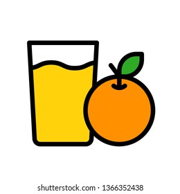 Orange juice vector, Beverage filled style icon editable stroke