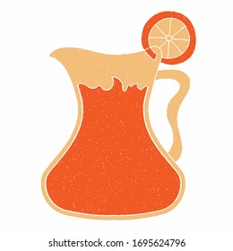 Orange juice vector design. digital hand drawn style. grain texture