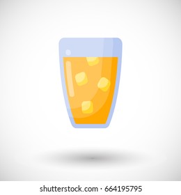 Orange juice vector flat icon, Flat design of food, health care or summer object with round shadow, cute illustration