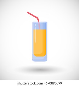Orange juice vector flat icon, Flat design of food, health care or summer object with round shadow, cute illustration