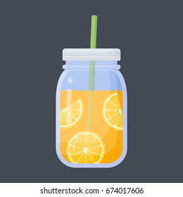 Orange juice vector flat icon, Flat design of food, health care or summer object with round shadow, cute illustration
