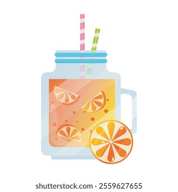 Orange juice vector flat illustration