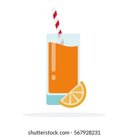 Orange juice vector flat material design object. Isolated illustration on white background.