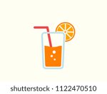 Orange juice vector in flat style, web icon on white background, top view