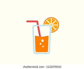 Orange juice vector in flat style, web icon on white background, top view