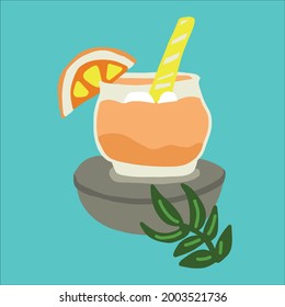 Orange juice vector. Hand drawn illustration. The concept of enjoying summer
