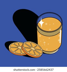 Orange juice vector illustration. Minimalist vector. Orange fruit vector.