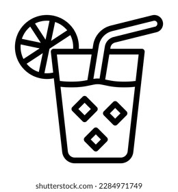 Orange Juice Vector Line Icon Design
