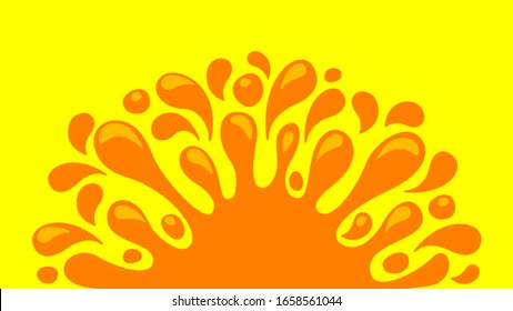 Orange Juice Water Splash Drop, Water Blob Orange Flat Isolated On Yellow, Pineapple Juice Splash Flow, Orange Juice Drop Splatter Simple For Package Design, Orange Drop Symbol Graphic Banner Ad