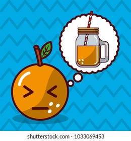 orange kawaii fruit with speech bubble character