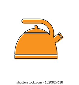Orange Kettle with handle icon isolated on white background. Teapot icon. Vector Illustration
