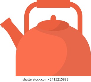 Orange kettle on a light background. Simple kitchen appliance design. Cooking utensils and home comfort vector illustration.