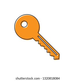 Orange Key icon isolated on white background. Flat design. Vector Illustration