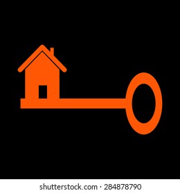 Orange Key icon  on a black background