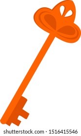 Orange key, illustration, vector on white background.