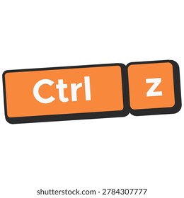 Orange keyboard keycaps labeled Ctrl and Z connected in a slanted layout on a white background.