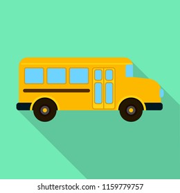 Orange kid school bus icon. Flat illustration of orange kid school bus vector icon for web design