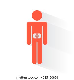 Orange Kidneys symbol with drop shadow on white background