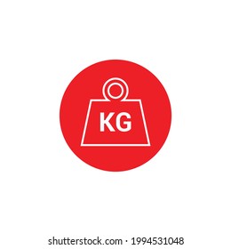 orangefarbenes Kilogramm Gewichtssymbol im Kreis. Flachstil einzeln auf weißem Hintergrund
