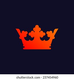 Orange king crown symbol isolated on navy blue background. eps10