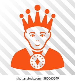 Orange King interface toolbar pictogram. Vector pictograph style is a flat symbol on diagonal hatch transparent background.