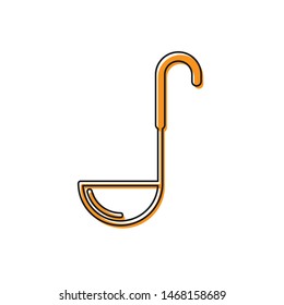 Orange Kitchen ladle icon isolated on white background. Cooking utensil. Cutlery spoon sign.  Vector Illustration