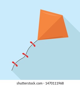 Orange kite icon. Flat illustration of orange kite vector icon for web design