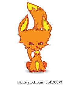 Orange kitty cat isolated white background