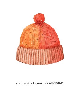 Orange knit hat with pom pom