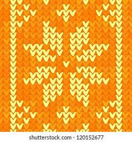 Orange knitted sweater with star seamless pattern