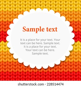 Orange knitting background with place for your text