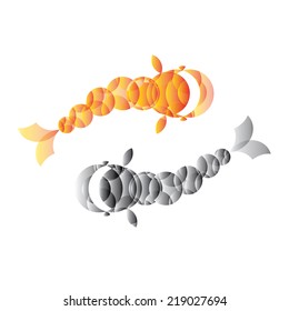 Orange koi fish, Cyprinus Carpio, icon from circle style, for white Background