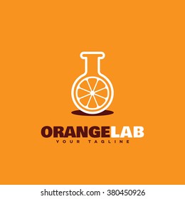 Orange lab outline logo template design. Vector illustration.