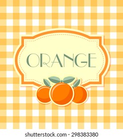 Orange label in retro style on squared background