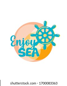 Orange label, sticker, sea. concept
