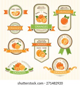 Orange labels. Fruits badges and stickers collection.