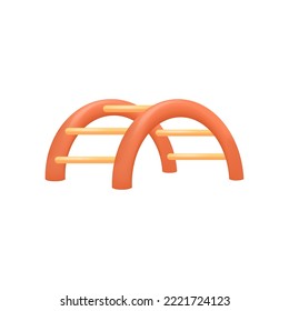 Orange ladder for climbing in playground 3D icon. Equipment for fun games and active summer leisure of kids outdoor 3D vector illustration on white background. Kindergarten, childhood, sport concept