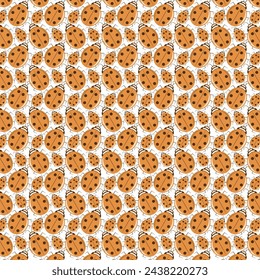 Orange ladybug spread seamless pattern