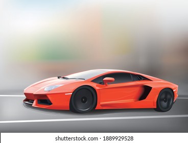 Orange Lamboghini Aventador LP700 illustration