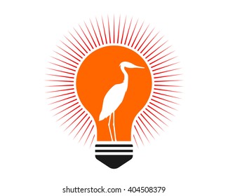orange lamp light bulb stork heron crane egret silhouette image icon
