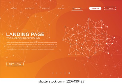 orange landing page website background template vector design with abstract style and futuristic user interface design vector eps 10