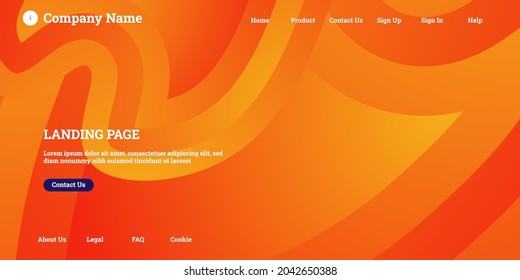 orange landing page website background template vector design with abstract style and futuristic user interface design vector eps 10