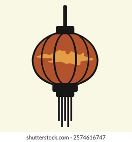 Orange lantern freehand drawing vector